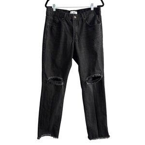 Fashion Nova Men Black Distressed Streetwear Skinny Jeans W34 Cotton Blend